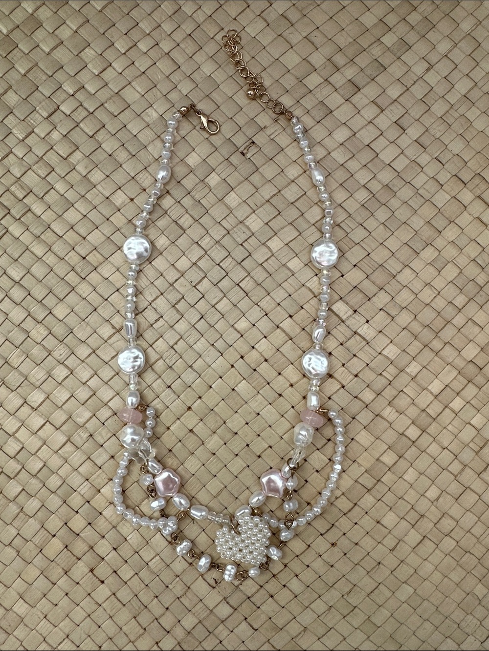 Pearl Beaded Heart 💗 Necklace